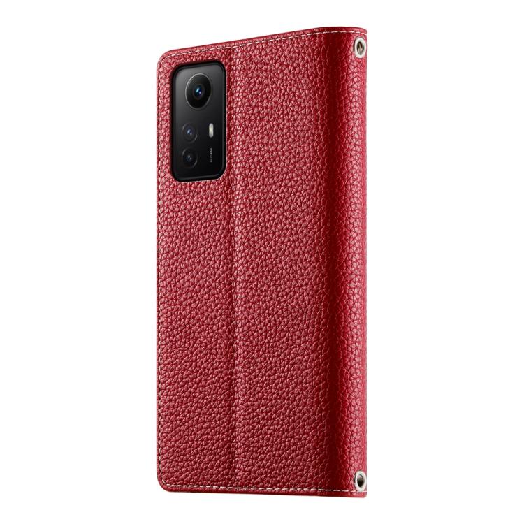 Funda de cuero con cremallera para Redmi Note 12S 4G / Note 11 4G, con costuras globales, múltiples tarjetas y correa corta (roja)