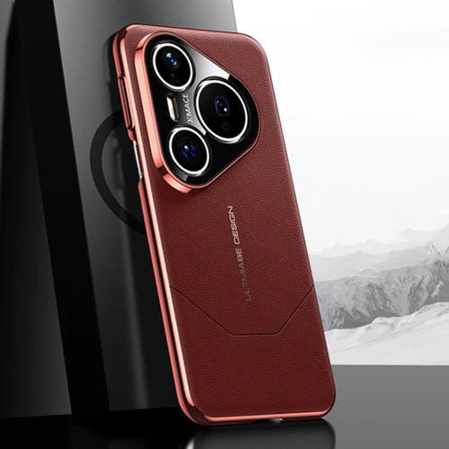 Funda premium galvanizada de imitación con diseño de vanguardia para Huawei Pura 80 Pro Ultra 5G (roja)