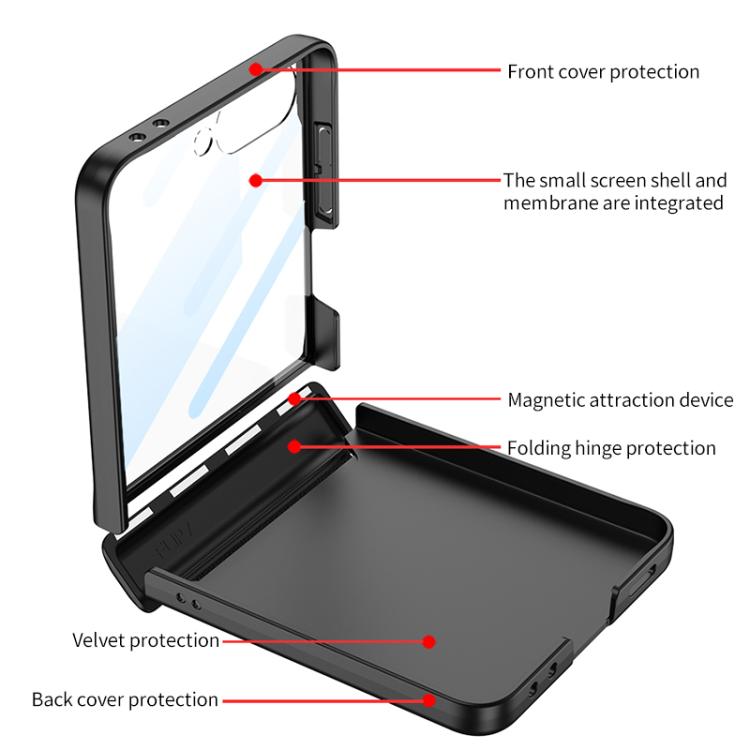 Funda con tapa magnética de cobertura total para Samsung Galaxy Z Flip7 5G con película HD integrada GKK (rojo vino)