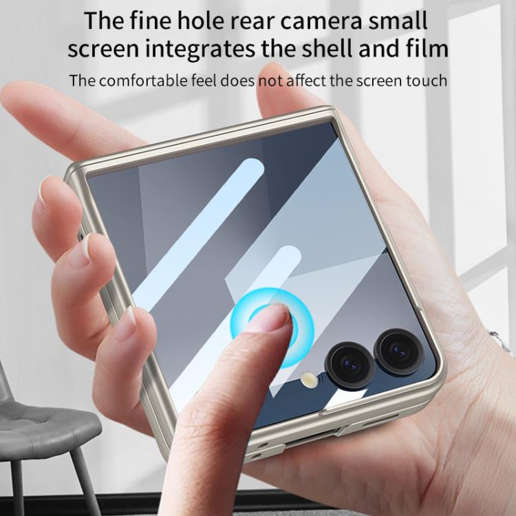 Funda con tapa magnética de cobertura total para Samsung Galaxy Z Flip7 5G con película HD integrada GKK (negra)