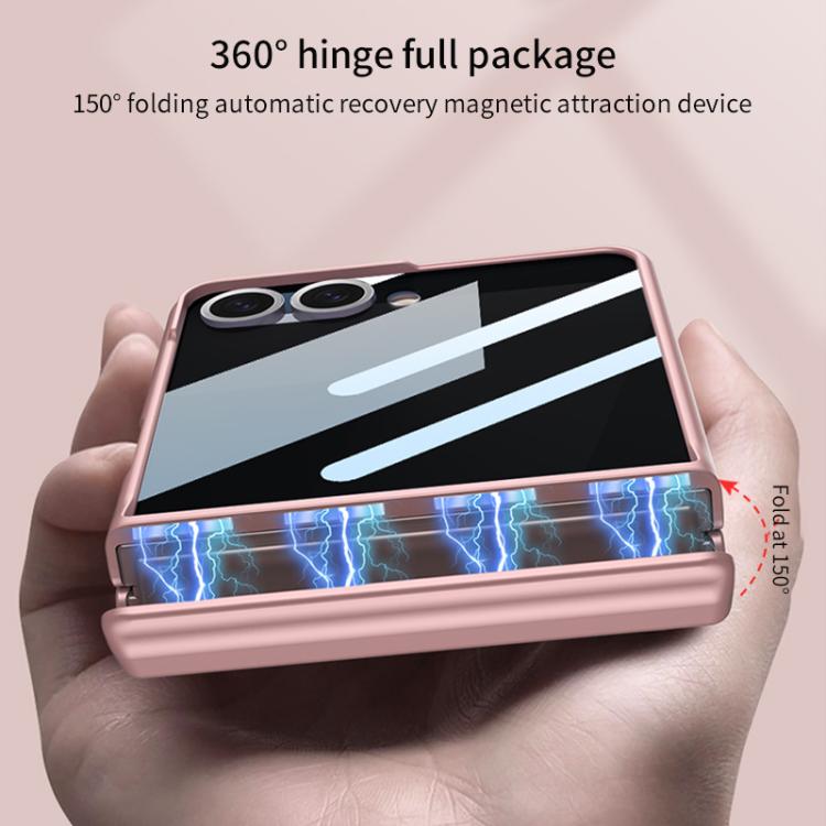 Funda con tapa magnética de cobertura total para Samsung Galaxy Z Flip7 5G GKK con película de privacidad integrada (negro)