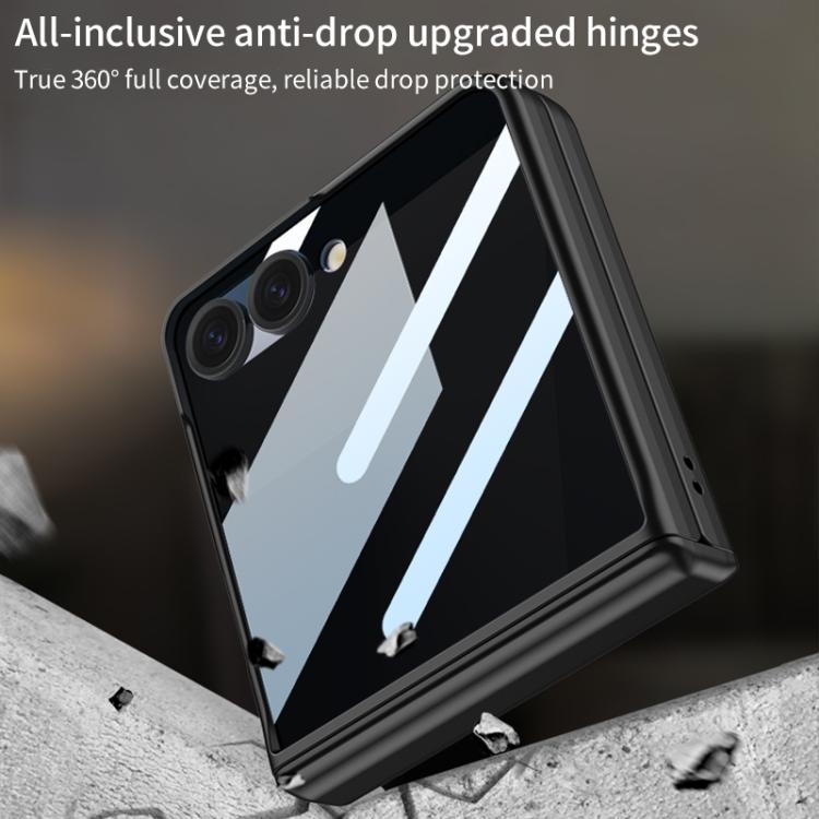 Funda con tapa magnética de cobertura total para Samsung Galaxy Z Flip7 5G con película de privacidad integrada GKK (naranja)