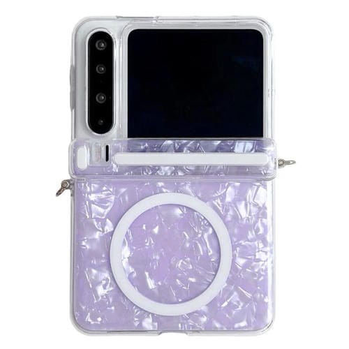 Funda MagSafe con textura perlada y hebilla lateral para Huawei Pura X (morado)