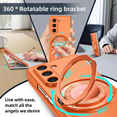 Funda para Samsung Galaxy Z Fold5 con soporte giratorio MagSafe Kalebol para PC (roja)