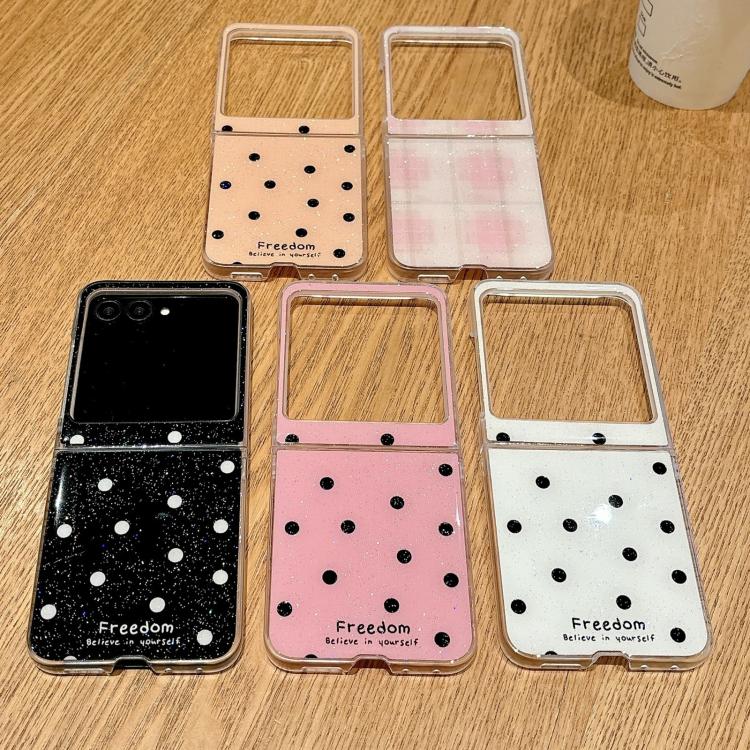 Funda para Motorola Razr 60/Razr 50 con diseño de puntos brillantes (blanca)