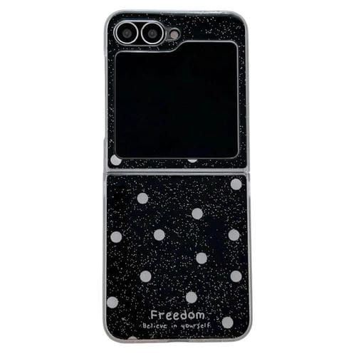 Funda con estampado de puntos brillantes para Samsung Galaxy Z Flip6 (negra)