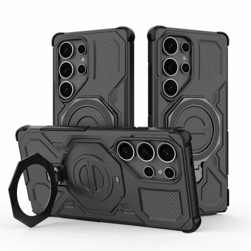 Funda magnética de TPU y PC MagSafe de color sólido para Samsung Galaxy S25 Ultra 5G J-20 (negro)