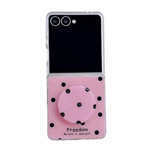 Funda con soporte para Samsung Galaxy Z Flip7 5G, con diseño de puntos brillantes (rosa y rojo)