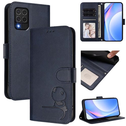 Funda de cuero con relieve RFID y cordón para Samsung Galaxy M62/F62 4G (azul)