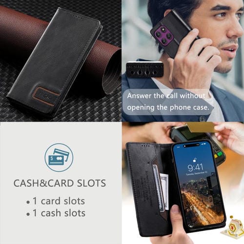 Funda de cuero magnético con textura retro RFID TTUDRCH para Motorola Edge 60 Pro (negro)