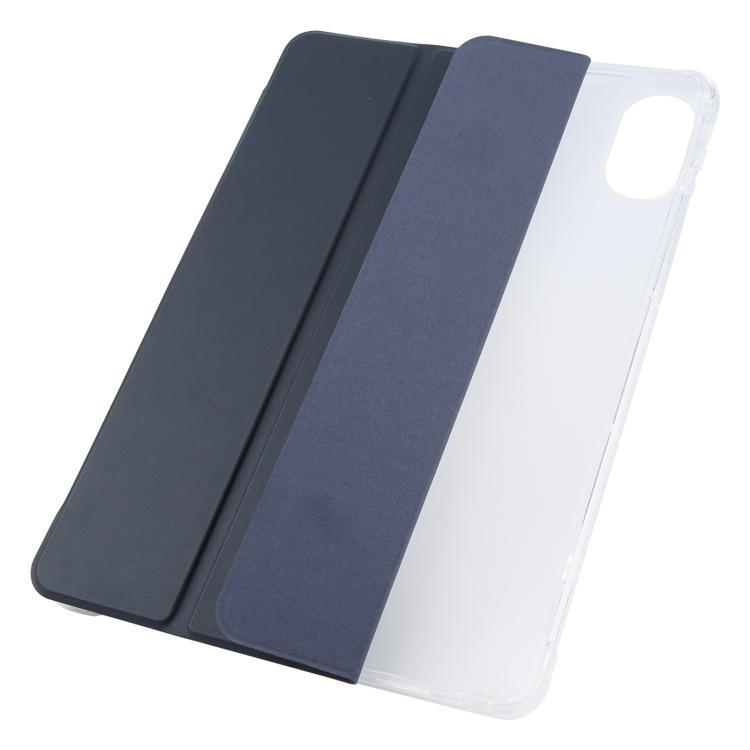 Funda de cuero inteligente de TPU transparente de 3 pliegues para Xiaomi Redmi Pad 2 con ranura para bolígrafo (azul oscuro)