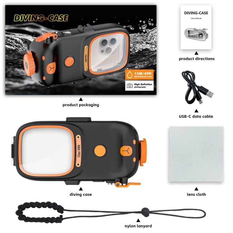 Estuche de buceo RedPepper resistente al agua hasta 15 m para iPhone, Samsung, Vivo, Huawei y Xiaomi (negro)