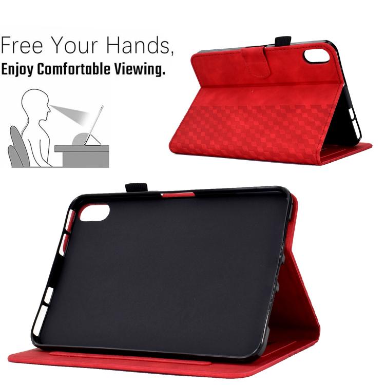 Funda de cuero con relieve rombos para Xiaomi Redmi Pad 2 (roja)