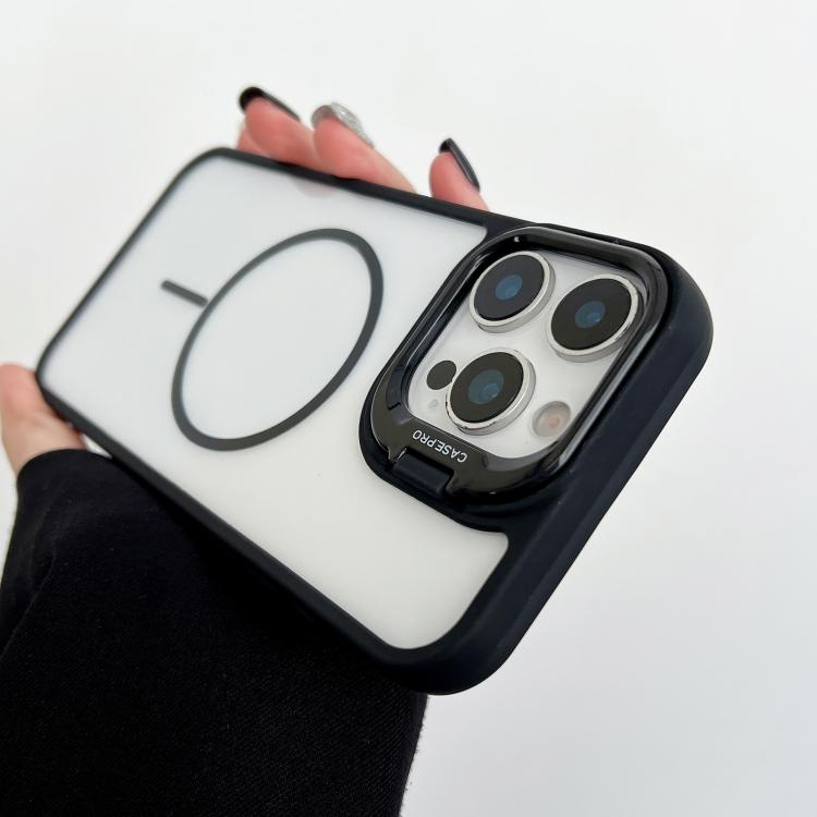 Funda magnética MagSafe para iPhone 15 Pro Max con soporte para lente de PC (gris)