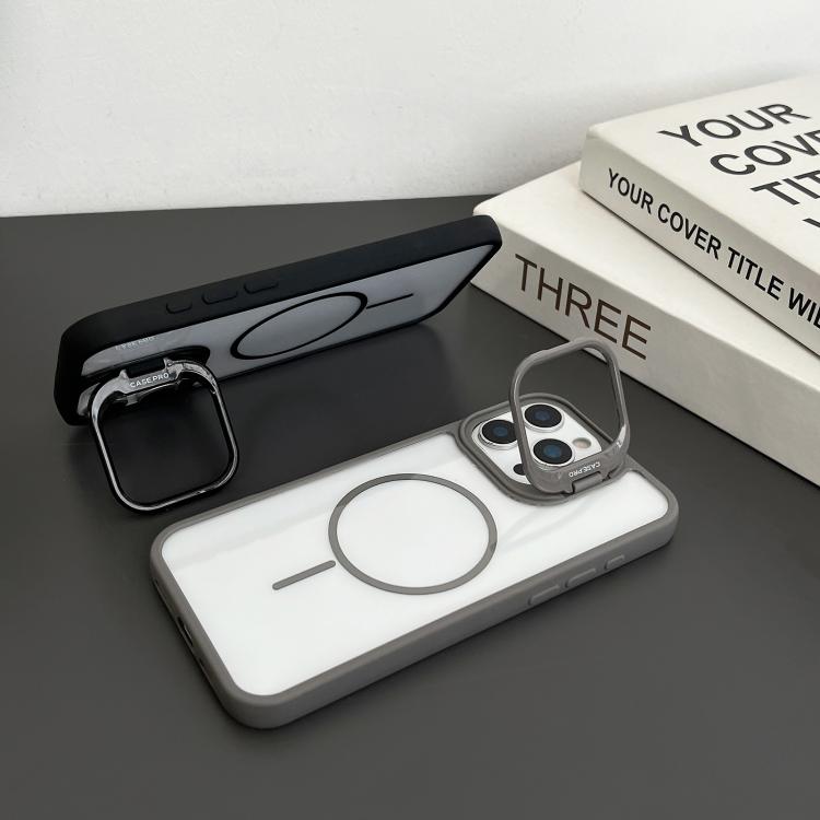 Estuche magnético MagSafe para iPhone 16 Plus con soporte para lente de PC (negro)