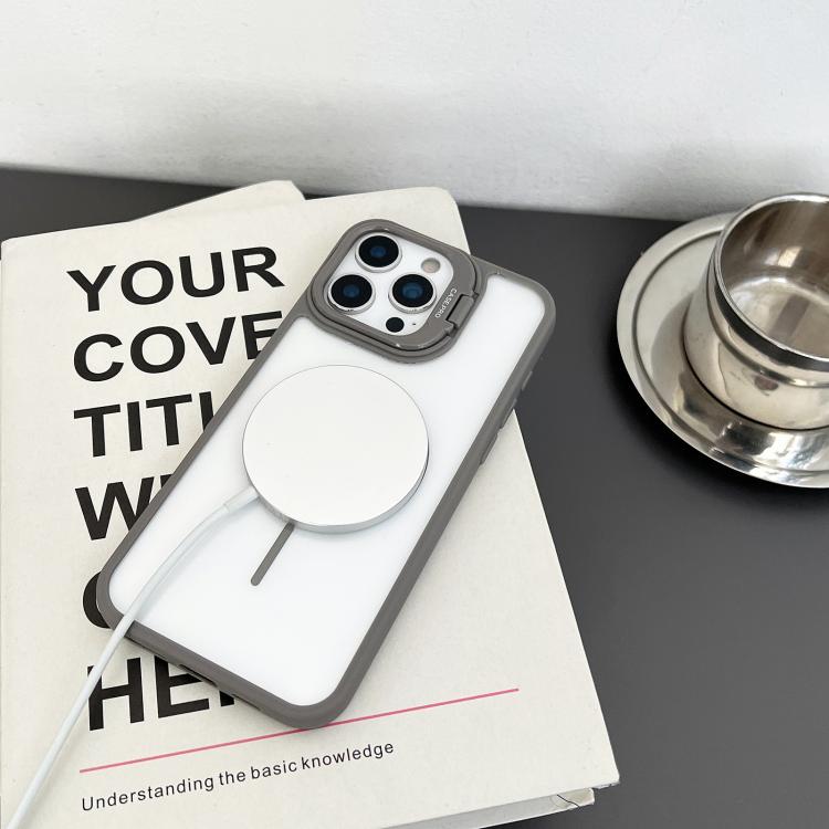 Funda magnética MagSafe para iPhone 12 Pro Max con soporte para lente de PC (gris)