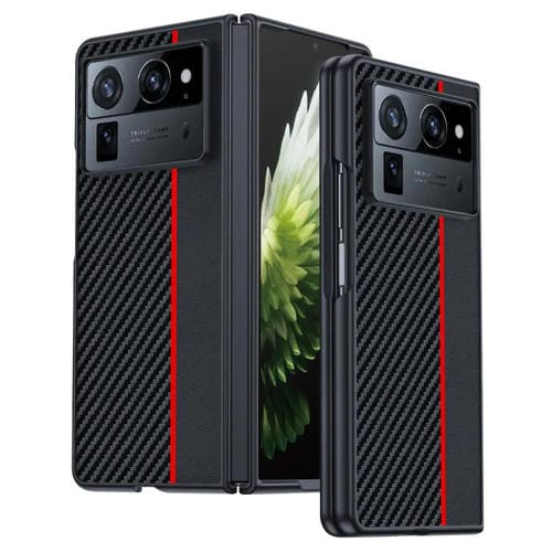 Funda ultrafina con textura de fibra de carbono para Tecno Phantom V Fold2 (negro y rojo)