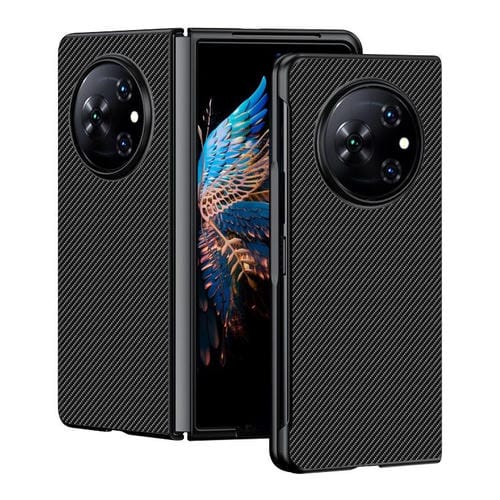 Funda ultrafina con textura de fibra de carbono para Tecno Phantom V Fold (negra)