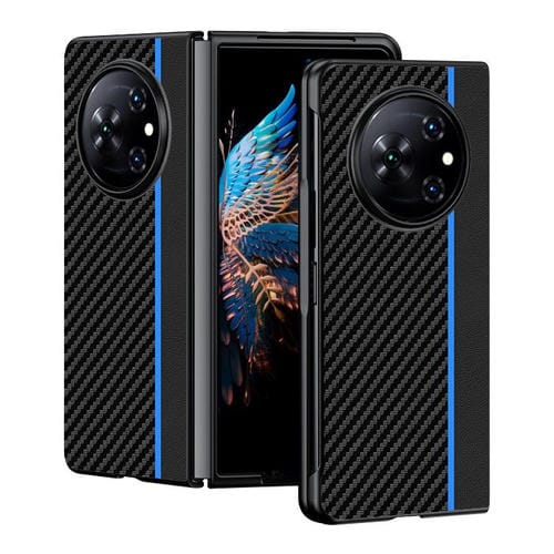 Funda ultrafina con textura de fibra de carbono para Tecno Phantom V Fold (negro y azul)