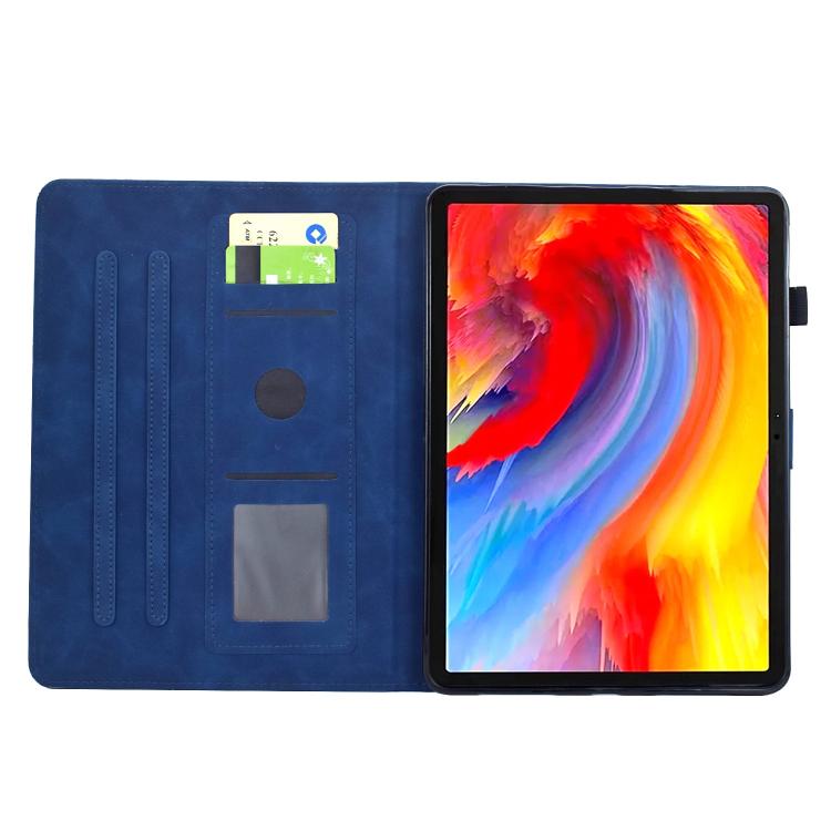 Funda de cuero inteligente con estampado de flores y pájaros para Xiaomi Redmi Pad 2 (azul oscuro)