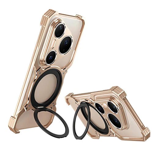 Funda metálica con soporte MagSafe sin bordes para Huawei Pura 80 Pro+ (dorada)