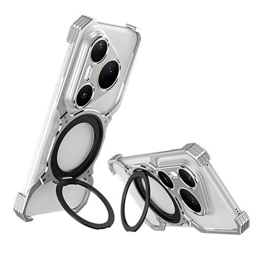 Funda metálica con soporte MagSafe sin bordes para Huawei Pura 80 Pro+ (plateada)