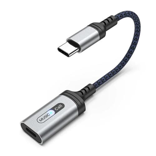 Adaptador de audio para auriculares MH-306 USB-C/Tipo C a 8 pines con luz indicadora (azul grisáceo)