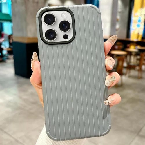 Funda MagSafe de cobertura total para iPhone 14 Pro Max con diseño inspirado en equipaje (gris)