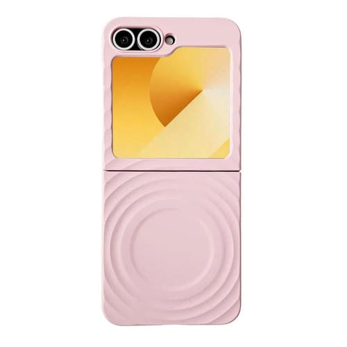 Funda de PC con textura ondulada MagSafe y tacto suave para Samsung Galaxy Z Flip6/Flip5 (rosa)