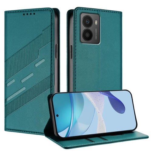 Funda de cuero retro con relieve para teléfono HMD Fusion (verde oscuro)