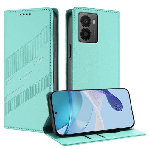 Funda de cuero retro con relieve para teléfono HMD Fusion (verde menta)