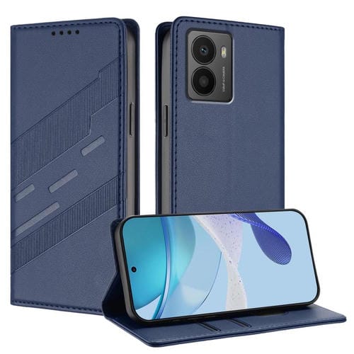 Funda de cuero retro con relieve para teléfono HMD Fusion (azul oscuro)