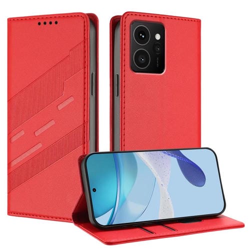 Funda de cuero retro con relieve para teléfono HMD Skyline (roja)