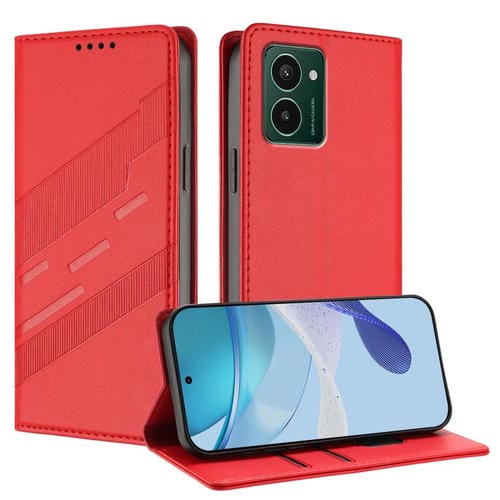 Funda de cuero retro con relieve para teléfono HMD Pulse Pro (rojo)