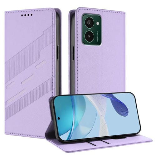 Funda de cuero retro con relieve para teléfono HMD Pulse Pro (morado claro)