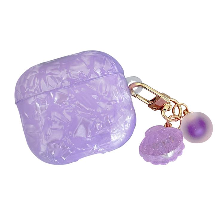 Estuche para AirPods 4 con textura de perla y hebilla colgante (morado claro)