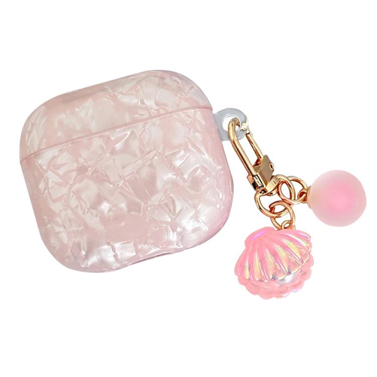 Estuche para AirPods 4 con textura de perla y hebilla colgante (rosa)