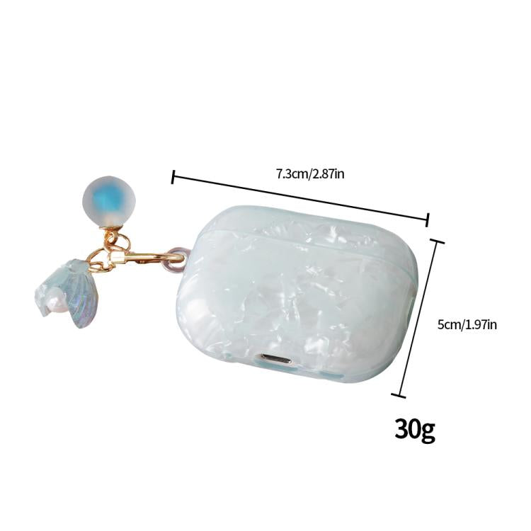 Estuche para AirPods Pro 2 con textura de perla y hebilla colgante (azul claro)