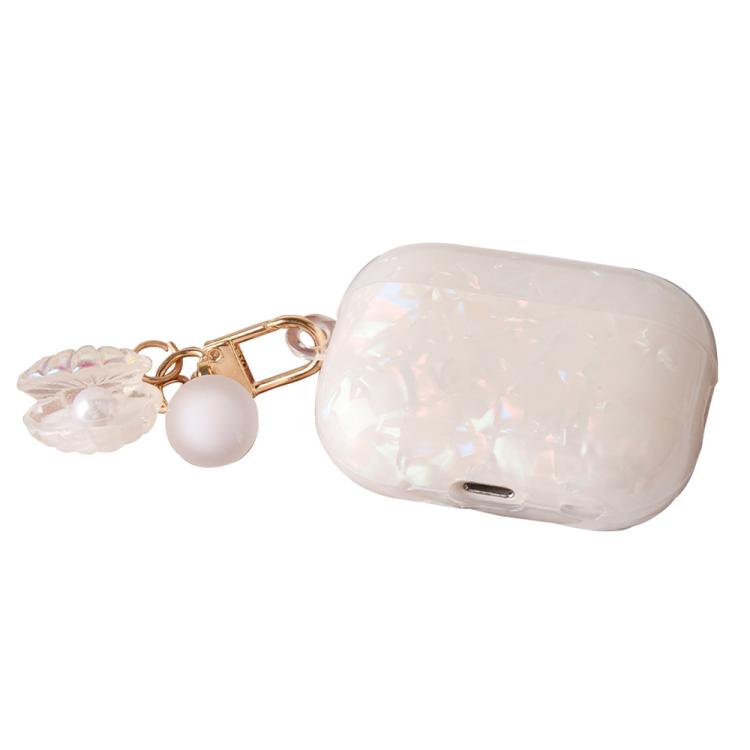 Estuche para auriculares AirPods Pro 2 con textura de perla y hebilla colgante (colorido)