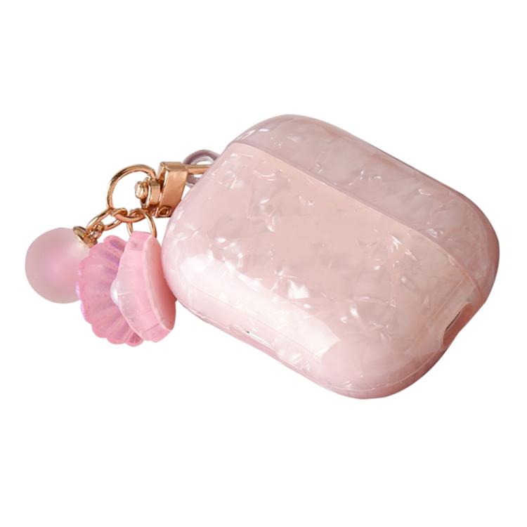 Estuche para AirPods Pro con textura de perla y hebilla colgante (rosa)