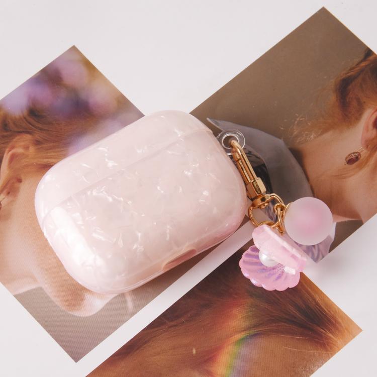 Estuche para AirPods Pro con textura de perla y hebilla colgante (rosa)