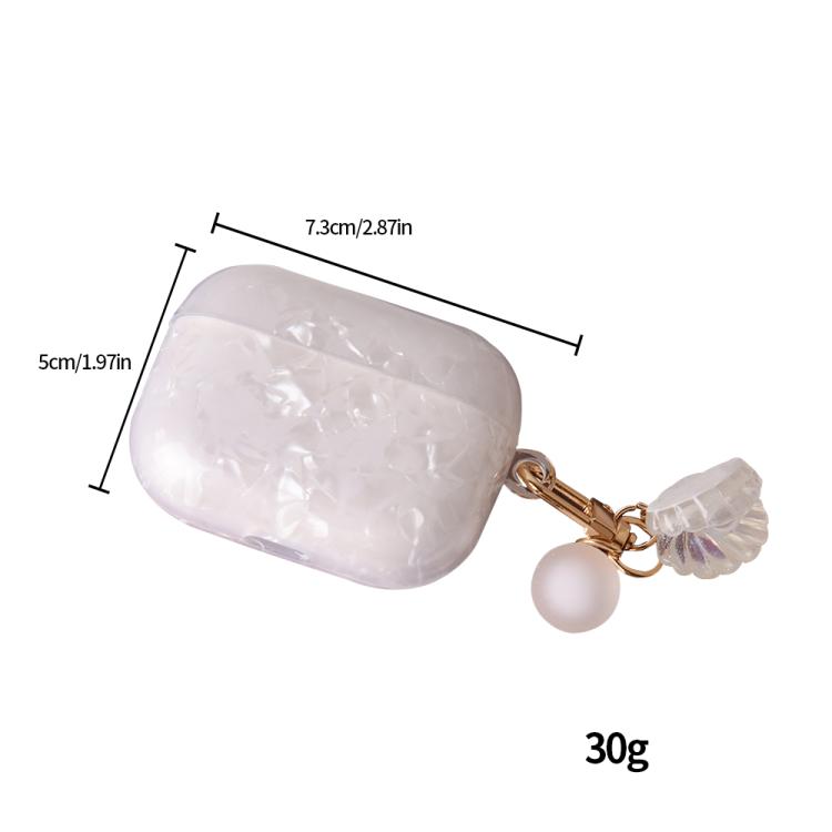 Estuche para auriculares AirPods Pro con textura de perla y hebilla colgante (blanco)
