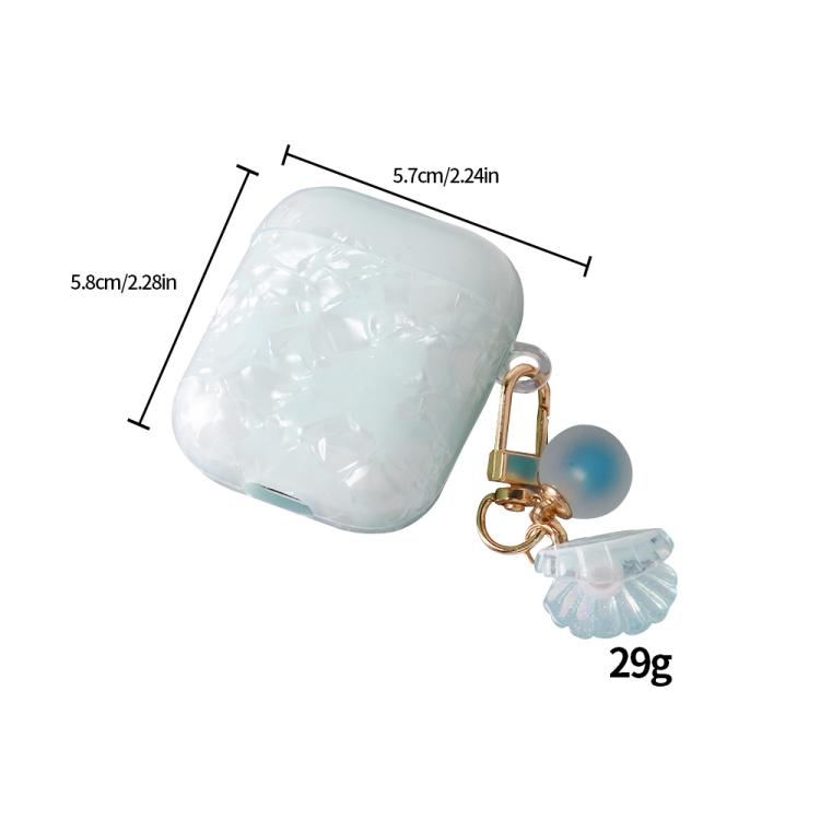 Estuche para AirPods 1/2 con textura de perla y hebilla colgante (azul claro)