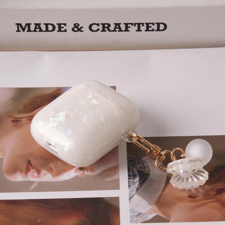 Estuche para auriculares AirPods 1/2 con textura de perla y hebilla colgante (colorido)