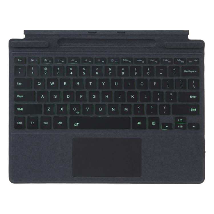 Teclado Bluetooth con panel táctil y retroiluminación de un solo color para Microsoft Surface Pro 9/10/11/12 (negro)