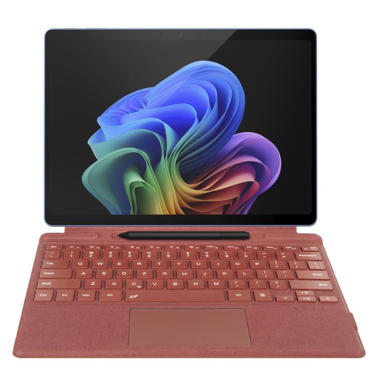 Teclado Bluetooth con panel táctil y retroiluminación de un solo color para Microsoft Surface Pro 9/10/11/12 (rojo)
