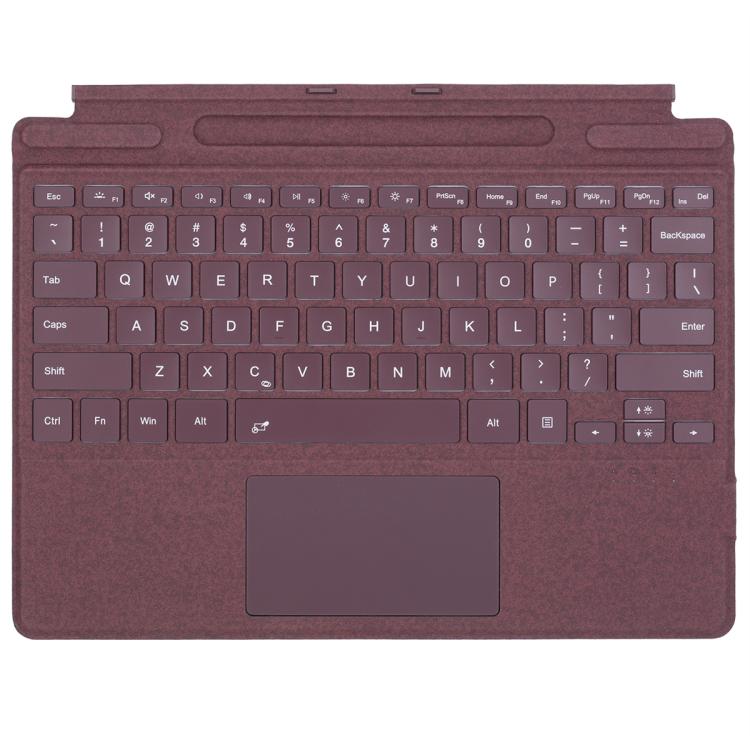 Teclado Bluetooth con retroiluminación de un solo color y panel táctil para Microsoft Surface Pro 9/10/11/12 (rojo vino)