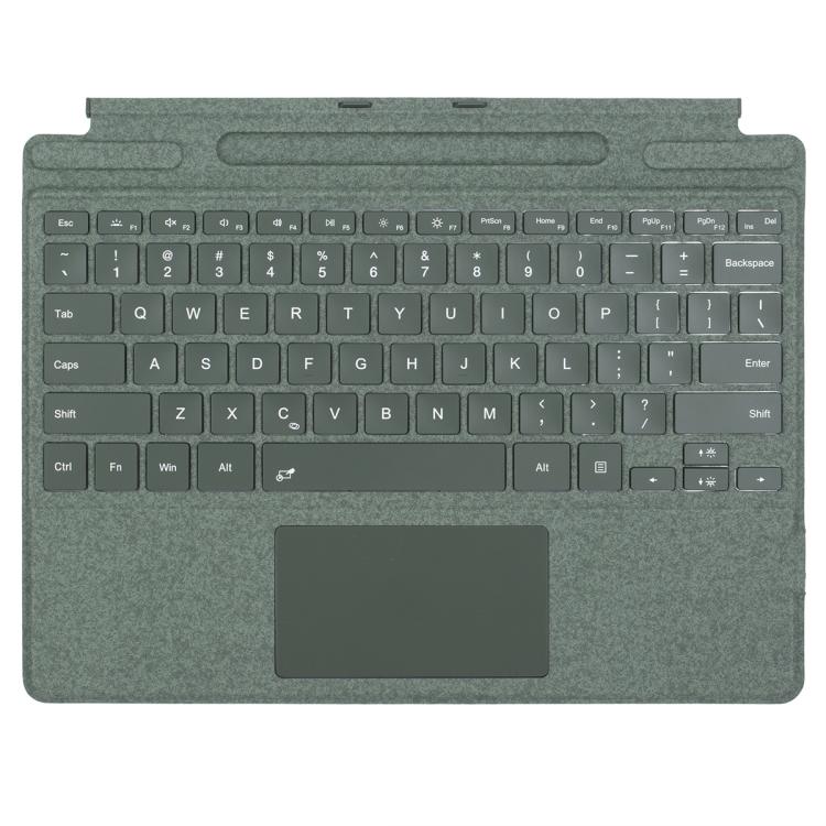 Teclado Bluetooth con retroiluminación de un solo color y panel táctil para Microsoft Surface Pro 9/10/11/12 (verde)