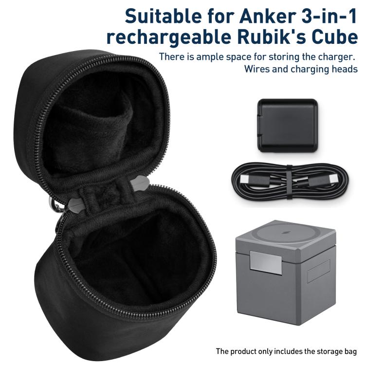 Bolsa de almacenamiento portátil con hebilla de carga inalámbrica para Anker Cube 3 en 1 (negra)