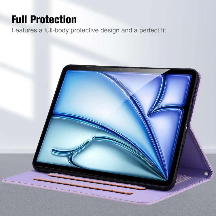 Funda inteligente de piel de lichi con tacto de gato para iPad Pro 13 (2024) (morado)